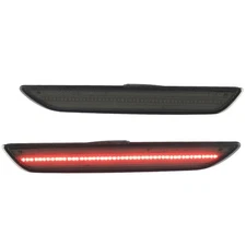 Fit 2015-2019 Mustang Rear Bumper Smoke Red LED Side Marker Lights Parking Lamps