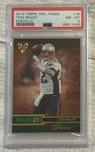2014 TOPPS TRIPLE THREADS /199 TOM BRADY EMERALD #36 PSA 8