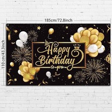 NIB Black Gold Happy Birthday Banner