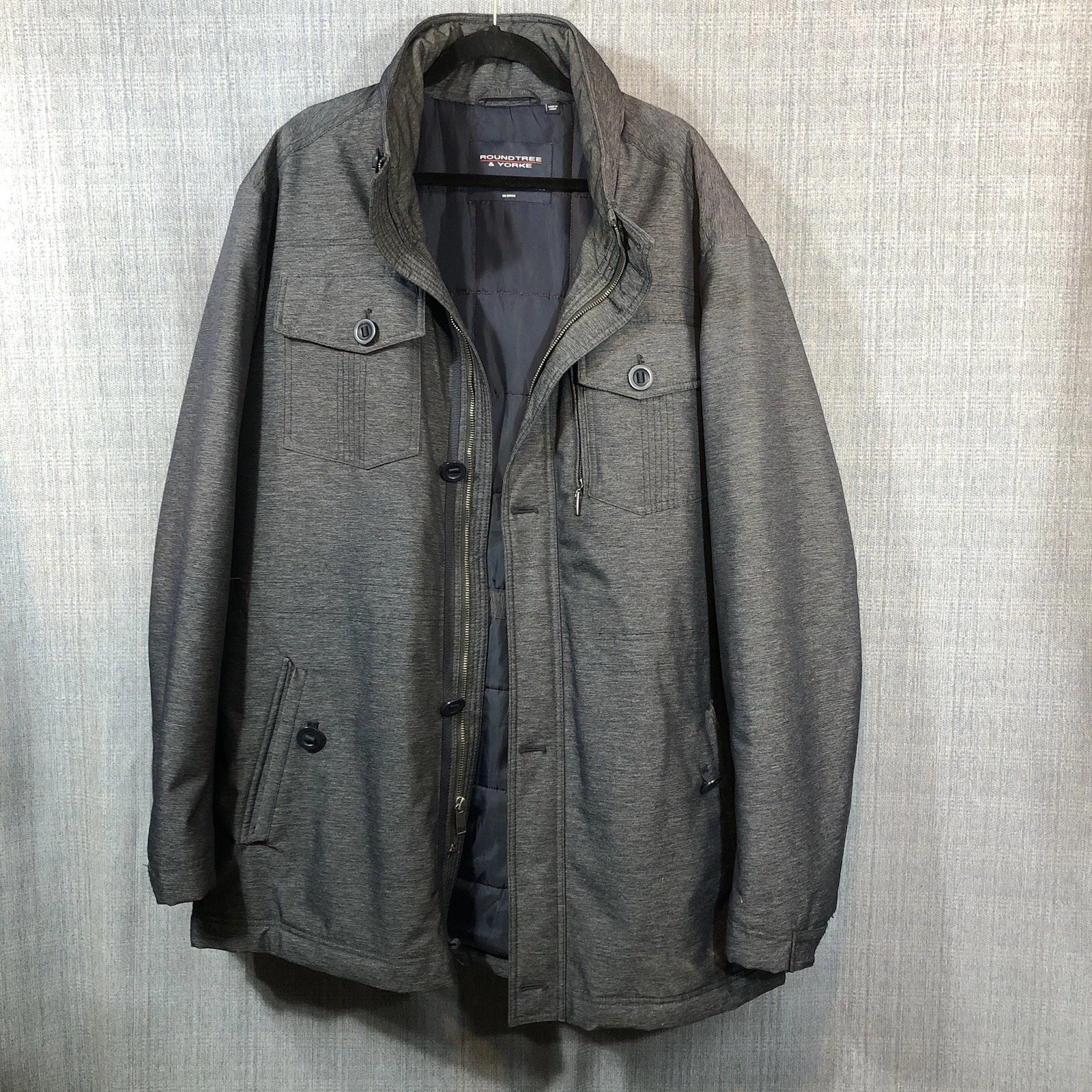 Roundtree & Yorke Coat Men’s 3XT Water Resistant Fully Lined Grey