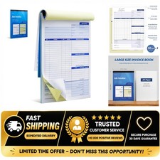 Harfesto 2-Part Carbonless Work Order Forms Invoice Book 8.5x11 Contractor