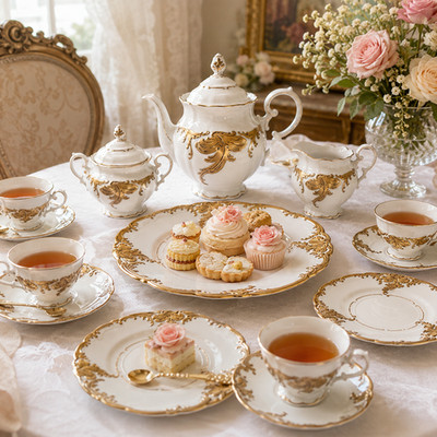 Walbrzych Poland Wawel Dessert Plates Set of 6 Gold Gilt Rococo Tea Party 6.75''