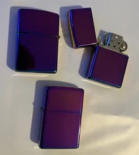 3 Electric Purple/Blue Metal Flint  (Zippo Like) Lighter 🔥Brand New🔥