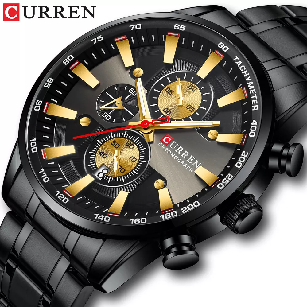 Curren black gold watch sale