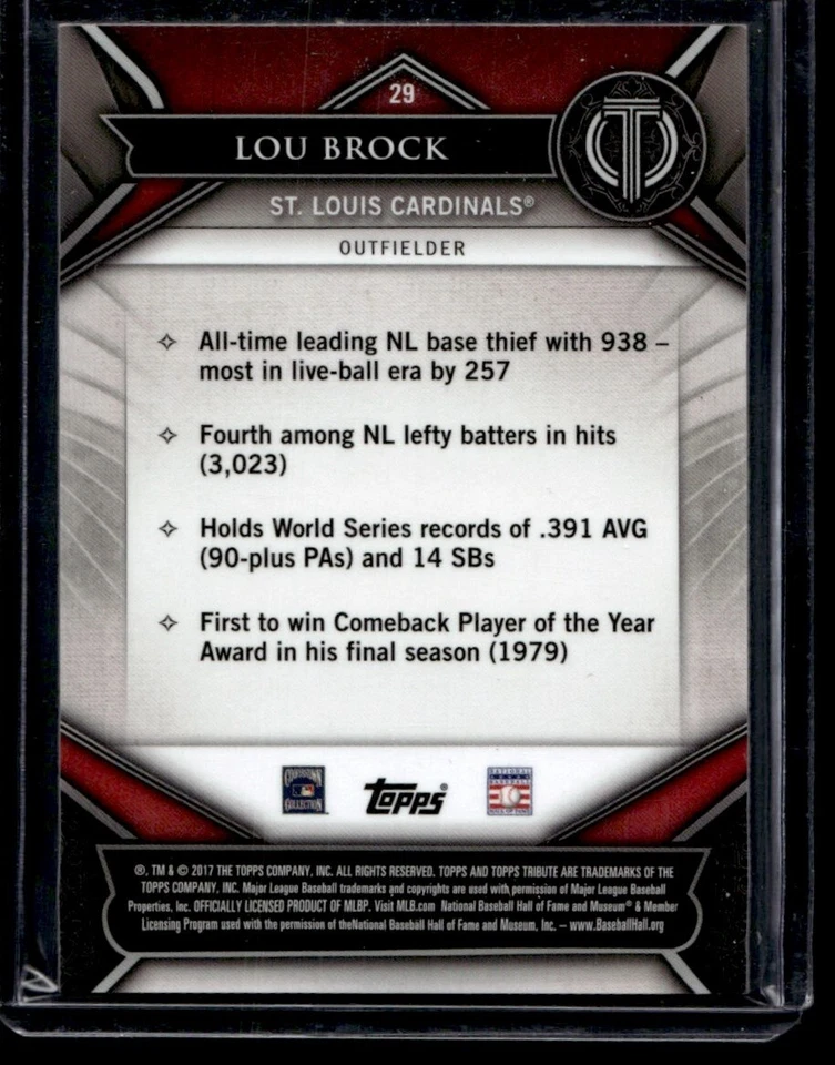 LOU BROCK 2017 TOPPS TRIBUTE #29 - Image 2 of 2