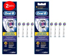2 pairs of 4 counts Oral-B Genuine 3D White Replacement Toothbrush Heads