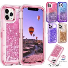 Shockproof Case For iPhone 14 12 Pro Max Liquid Glitter Cover