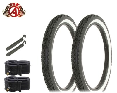 2 ALTA Bicycle TIRES 20'' x 2.125'' BLACK/WHITE DIAMOND TREAD W/TUBES & PRY LEVERS
