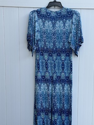 Kyle by Kyle Richards Women's Small Long Dress Blues Beaded, Front Bodice  Ties | eBay