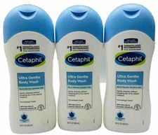 3 cetaphil ultra gentle body wash fragrance free 16.9oz ea scuffed bottle