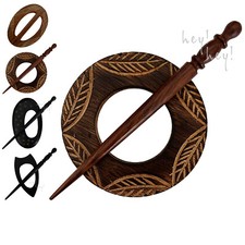 Shawl Pin Scarf Ring Brooch Wooden Decorative - For Knitwear & Knitted Scarves