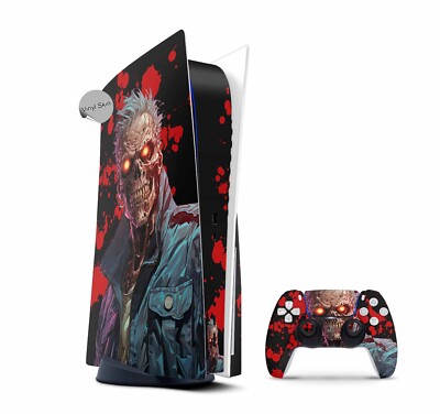 Playstation 5 PS5 Skin Aufkleber + Controller Schutz Folie Skins Zombie Blood