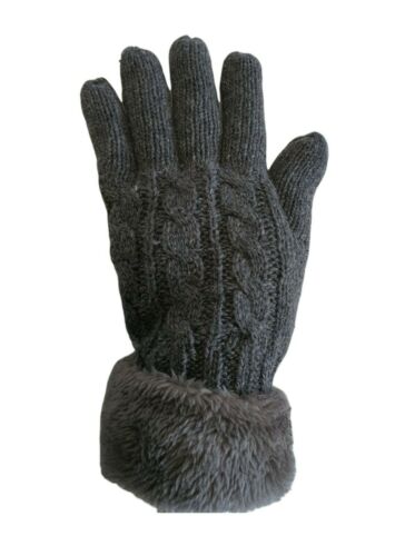 Élégants gants d'hiver tricotés pour femmes nounours doux chaud rose noir - Photo 1 sur 14