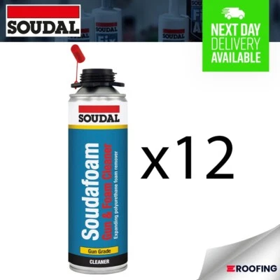 12x Soudal Gun & Foam Cleaner Gun Grade 500ml - Ready To Use Cleaning Aerosol
