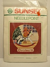 SUNSET Needlepoint Teddy's Christmas Eve 6051 Opened Package Vtg