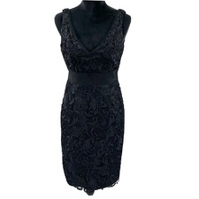 Adrianna Papell Evening Sheath Dress Women’s Size 6 Sleeveless Low Back Lace