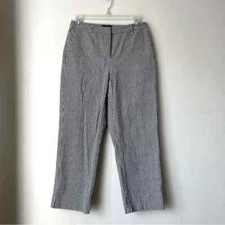 Vintage 00s Ann Taylor Petite Navy White Gingham Cropped Pants 4P