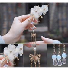 2 Stück Mädchen Haarnadel Libelle Blume Kanzashi Schritt Shake Fairy Haarspange