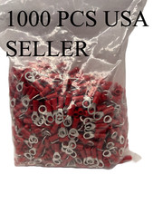 Insulated Ring Crimp Terminal Connector Red 22-16 Wire 10 5MM Stud 1000 Each