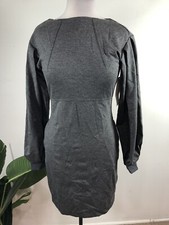 Gray Knit Stretch Sweater Long Sleeve Shift Dress Size Small