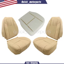 Front Leather Seat Cover Tan Foam Cushion For 07-14 Chevy Silverado Sierra 1500