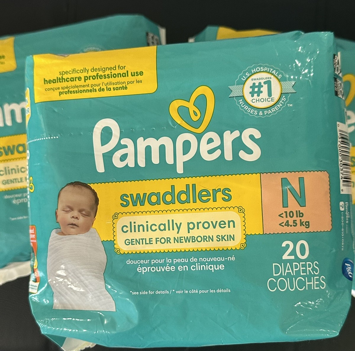 Pampers Couches Swaddlers Newborn 20 Count Size N 10lb Babies for