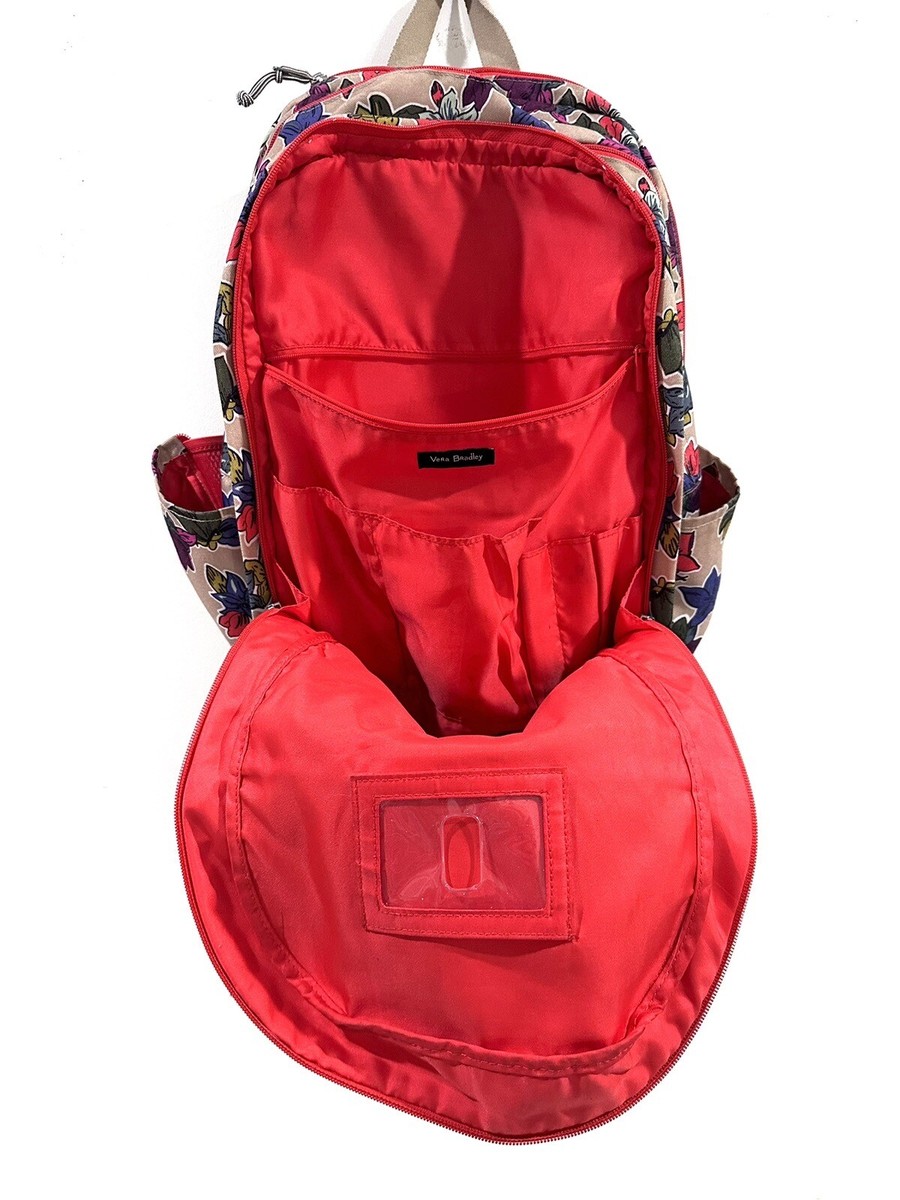 Vera Bradley Tan Orange Falling Flowers Canvas Backpack  display picture 1