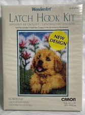 WonderArt Flower Pup Latch Hook Kit 4102 15"x20" Caron NEW