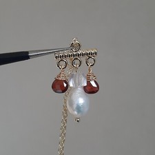 collier pendentif en pierre précieuse grenat quartz rose perle de culture