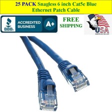 25 PACK 6 In Cat5e Blue Network Ethernet Patch Cable Computer LAN 1 Gbps 350MHz