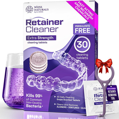 Retainer Cleaner Tablets, Invisalign Cleaner, Remove Stains, Odors & Plaque, ...