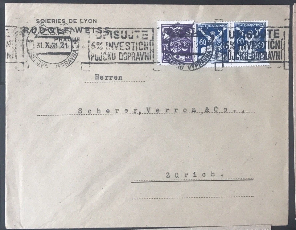 CZECHOSLOVAKIA CESKOSLOVENSKO X 10 -1926 And After Letter Covers  TO SWITZERLAND - Image 4 of 4