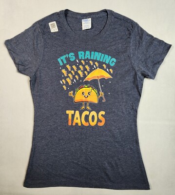 It's Raining Tacos Short Sleeve Shirt Crew Neck Womens Size XS Gray