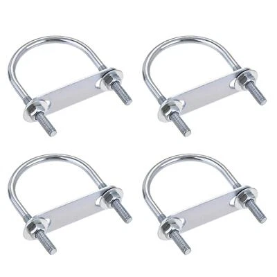 UXCELL Round U-Bolt 50mm Inner Width 80mm Length Steel M6 with Nut Plate Washer 4 Sets