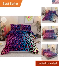 Luxurious 6-Piece Leopard Print Comforter Set in Vibrant 3D Design - Queen Size