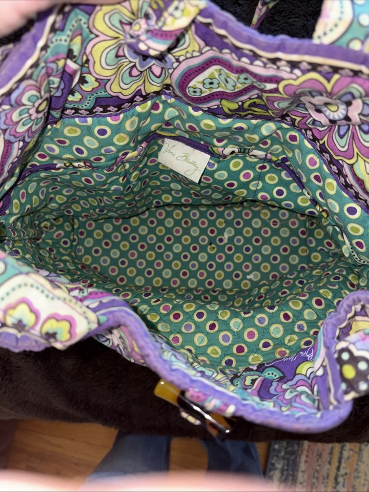 Vera Bradley Heather Purple Paisley Cotton Shoulder Bag Purse Tote Handbag EUC - Image 4 of 4