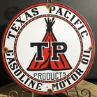 VINTAGE TEXAS PACIFIC MOTOR OIL GASOLINE PORCELAIN GAS PUMP PLATE SIGN