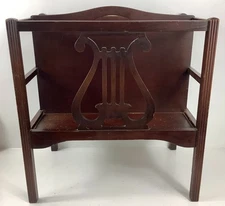 Vtg Lyre Harp Music Magazine Rack Stand 17"x11"x18.5"