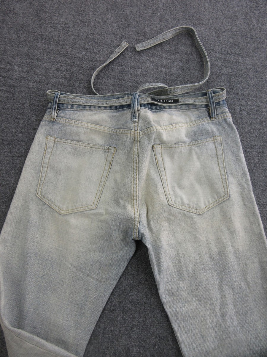 Fear Of God Jeans Mens 32x30 Blue Sixth Collection Selvedge Belted