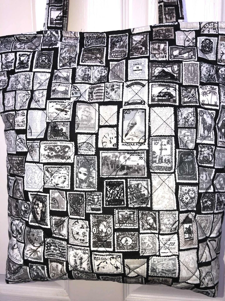 Women's bag, handmade quilted simple canvas shoulder bag shopping bag beach bag - Image 2 of 4