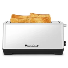4-Slice Extra Wide Long Slot Toaster (Silver, 1500W) - Stainless Steel DJYC