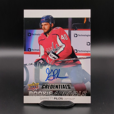2021-22 Upper Deck Credentials Rookie Arrivals Auto #RA25 Garrett Pilon RC Caps