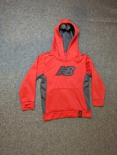 New Balance Kids Red Pull Over Hoodie Size 7 NB Logo Keep Running Athletic Wear