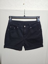 Shein Shorts Womens Size M Black Cuffed Lightweight Denim Mid Rise 5 Pocket