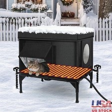 Outdoor Heated Cat House Insulated Weatherproof Shelter W/ Escape Door New