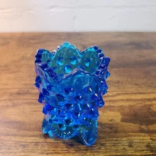 Vintage Blue Glass Toothpick Holder Home Arr Decor Table