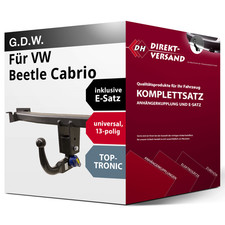 Für Beetle Cabrio Typ 1Y7 (G.D.W.) Anhängerkupplung abnehmbar + E-Satz 13pol top