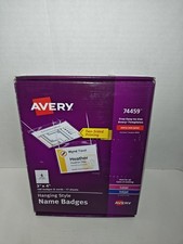 AVERY 74459 Hanging Style Name Badges 100 Badges  Cords 17 Sheets Laser Inkjet