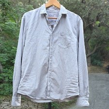 NEW FRANK EILEEN MEN'S LUKE TATTERED DENIM BUTTON UP SHIRT IN LT GRAY SIZE M