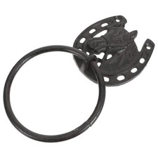 Image of Cast Iron Towel Rustic Rack Vintage Holder Set Horseshoe Bathroom Decor